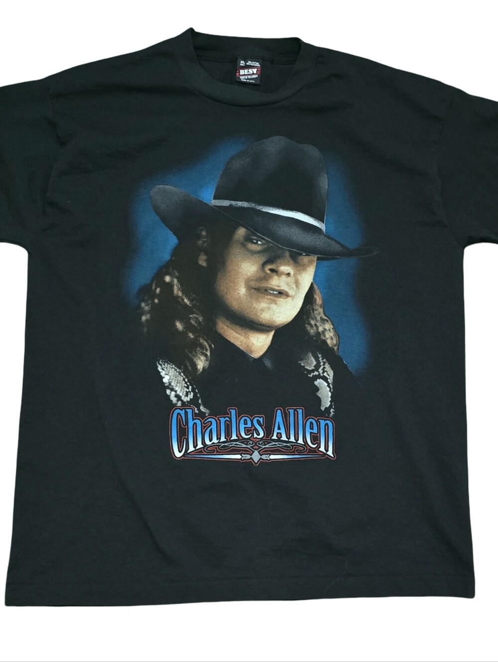 90s Vintage Charles Allen Single Stitch Country Western Music Big Face Shirt